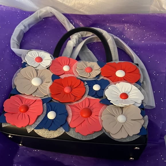 Kate Spade flowered handbag tote/crossbody - Picture 2 of 6